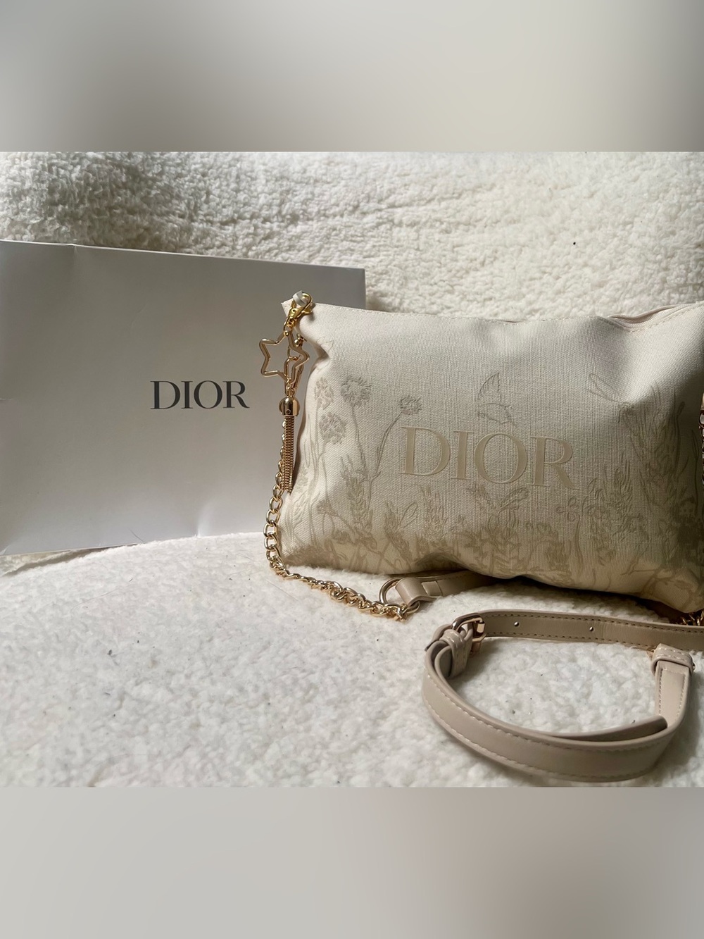 Dior Cream Embroidered Upcycled beauty to Crossbody Bag